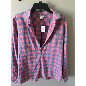NWT J Crew plaid blouse size large